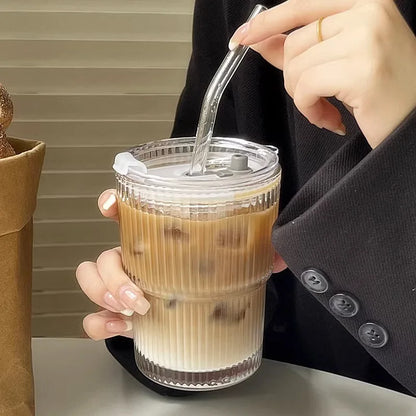 Flutid - Ribbed Reusable Tumbler With Straw