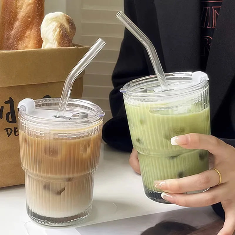 Flutid - Ribbed Reusable Tumbler With Straw
