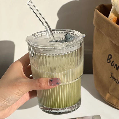 Flutid - Ribbed Reusable Tumbler With Straw