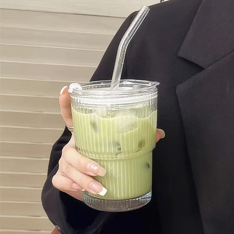 Flutid - Ribbed Reusable Tumbler With Straw