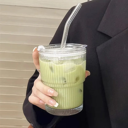 Flutid - Ribbed Reusable Tumbler With Straw