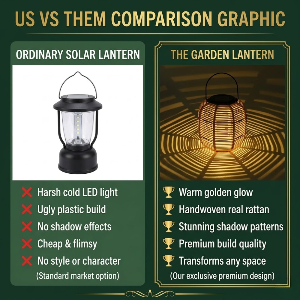 Glimmer Outdoor Lantern | Solar-Powered, Handwoven Rattan 3