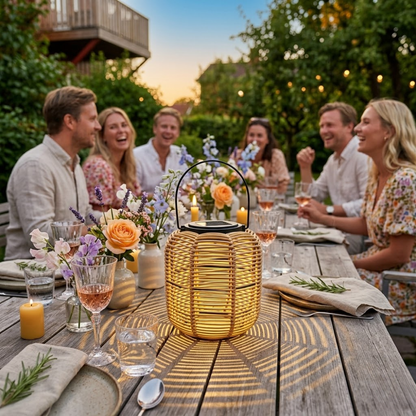 Glimmer Outdoor Lantern | Solar-Powered, Handwoven Rattan 5