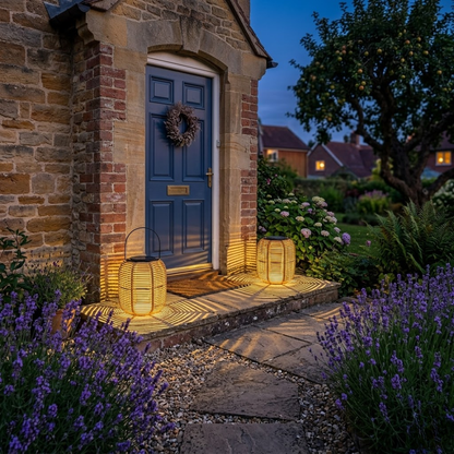 Glimmer Outdoor Lantern | Solar-Powered, Handwoven Rattan 6
