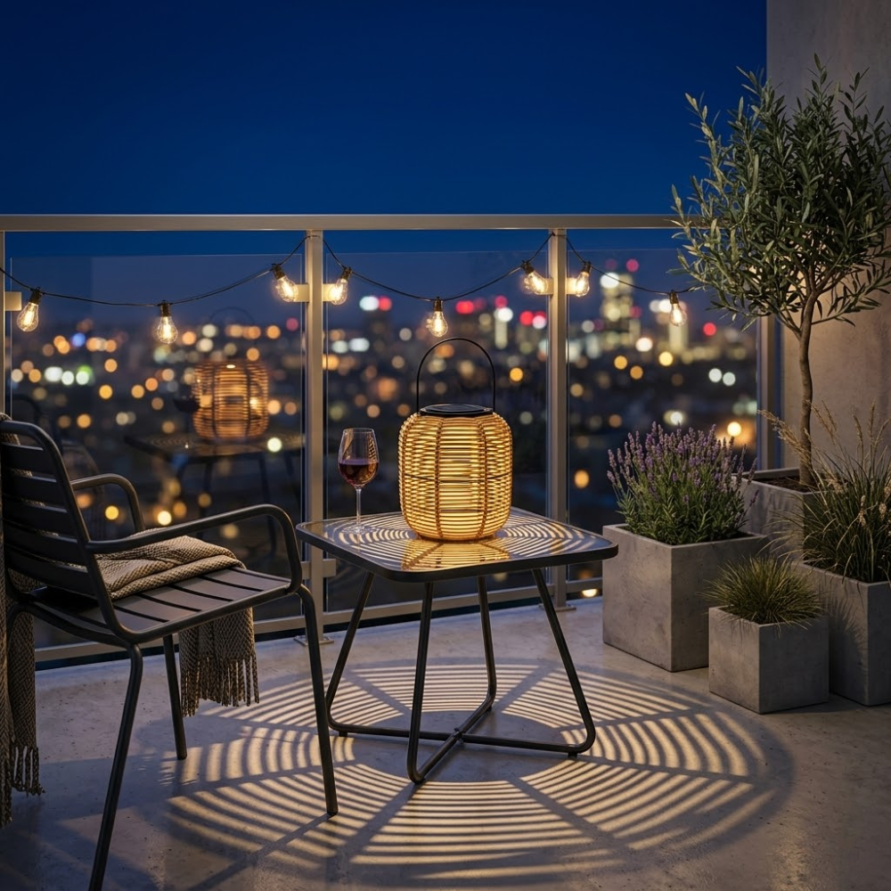 Glimmer Outdoor Lantern | Solar-Powered, Handwoven Rattan 7