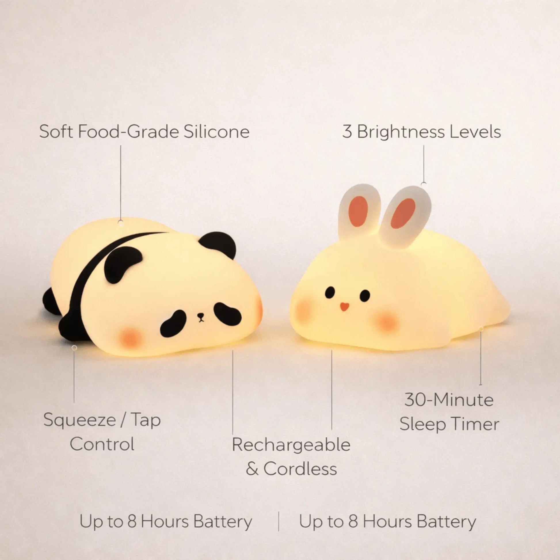 GloPals Night Light | Soft Silicone, Rechargeable with 3 Brightness Levels 6
