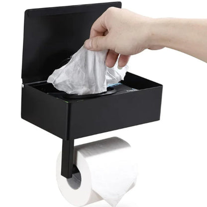 LooStash - Black Wall Mounted Toilet Paper Holder