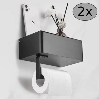 LooStash - Black Wall Mounted Toilet Paper Holder
