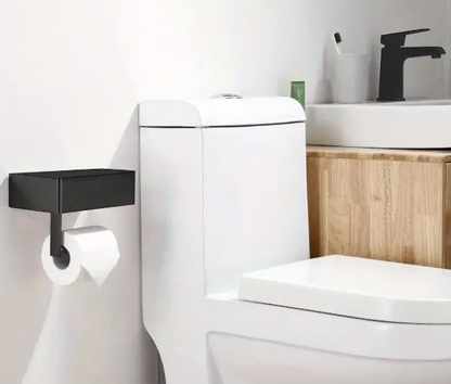 LooStash - Black Wall Mounted Toilet Paper Holder