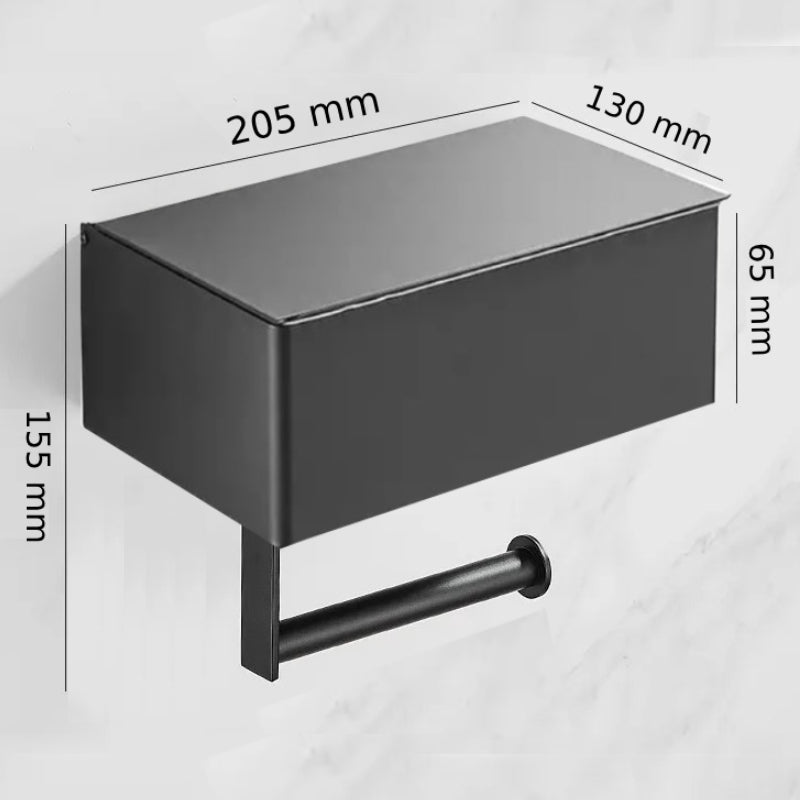 LooStash - Black Wall Mounted Toilet Paper Holder