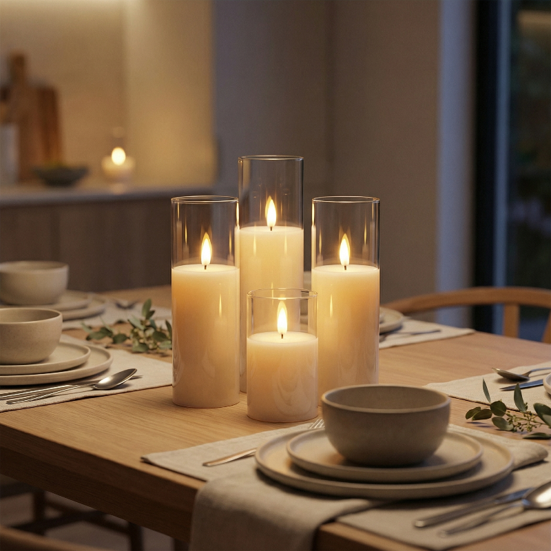 LumaGlow - Cylindrical Flameless Flickering Candles