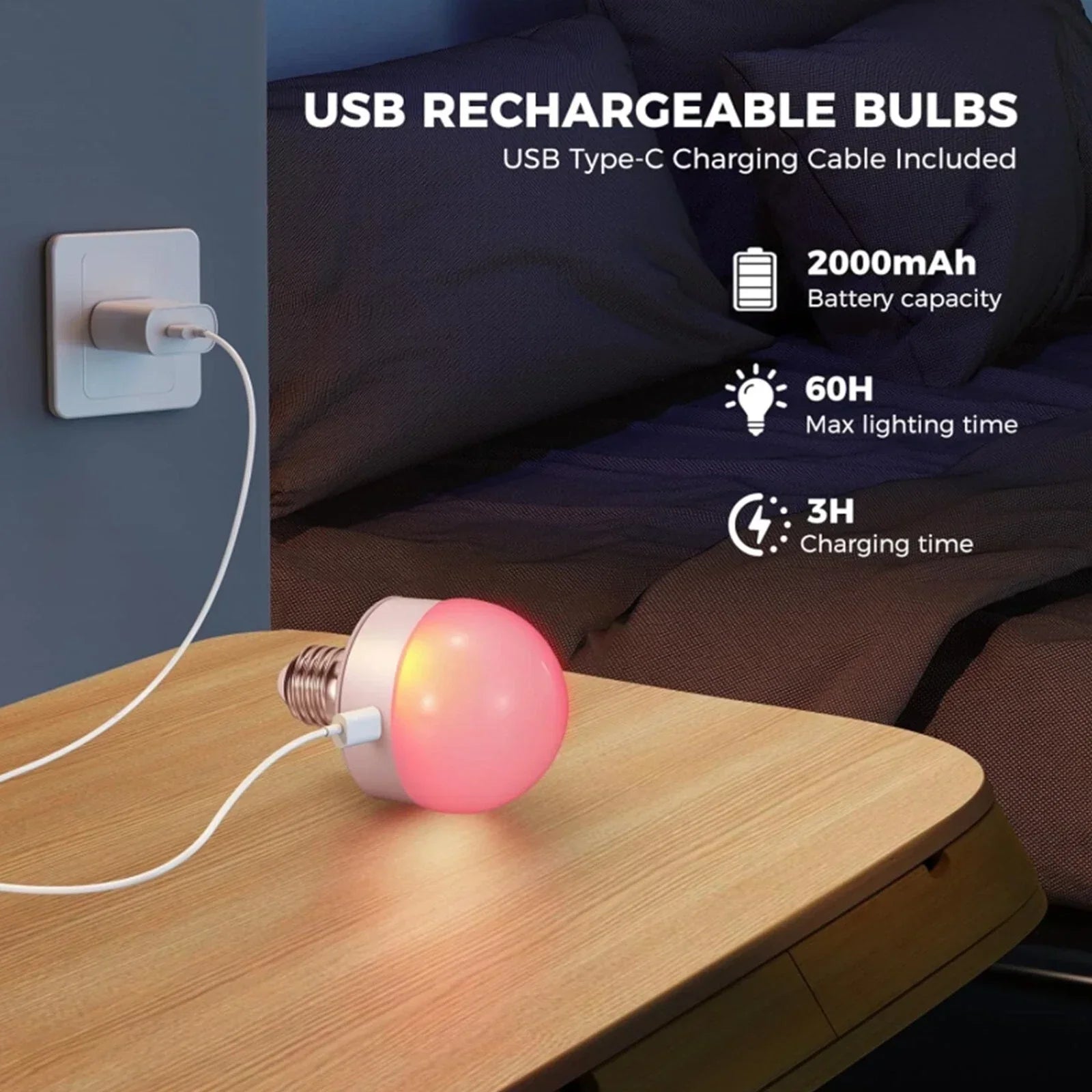 LumiGlow - Rechargeable RGB LED Light Bulb