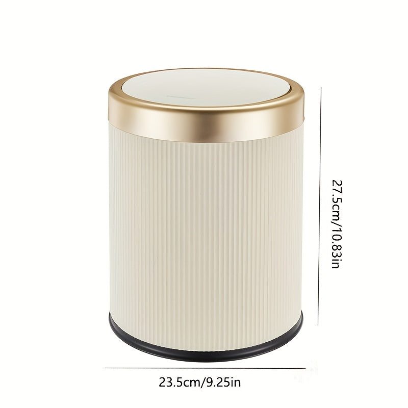 Luxe Oval Trash Can in sleek design with press-top lid and odour-sealing feature, perfect for modern interiors and effective waste management. 0