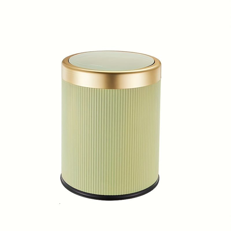 Luxe Oval Trash Can in sleek design with press-top lid and odour-sealing feature, perfect for modern interiors and effective waste management. 6