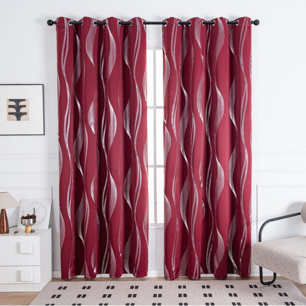 Mira Blackout Curtain | Soft Microfibre, Elegant Wave Pattern 0