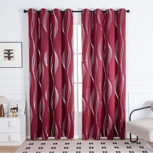 Mira Blackout Curtain | Soft Microfibre, Elegant Wave Pattern 0