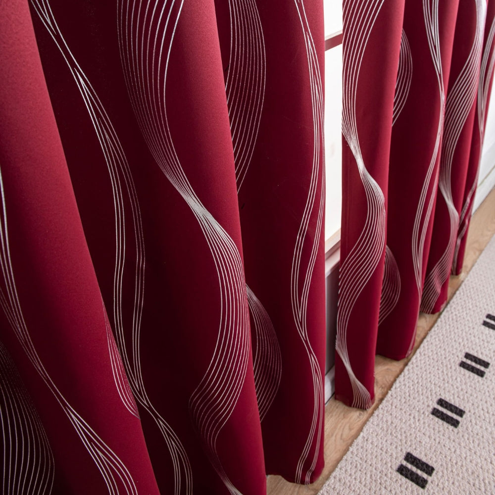 Mira Blackout Curtain | Soft Microfibre, Elegant Wave Pattern 1