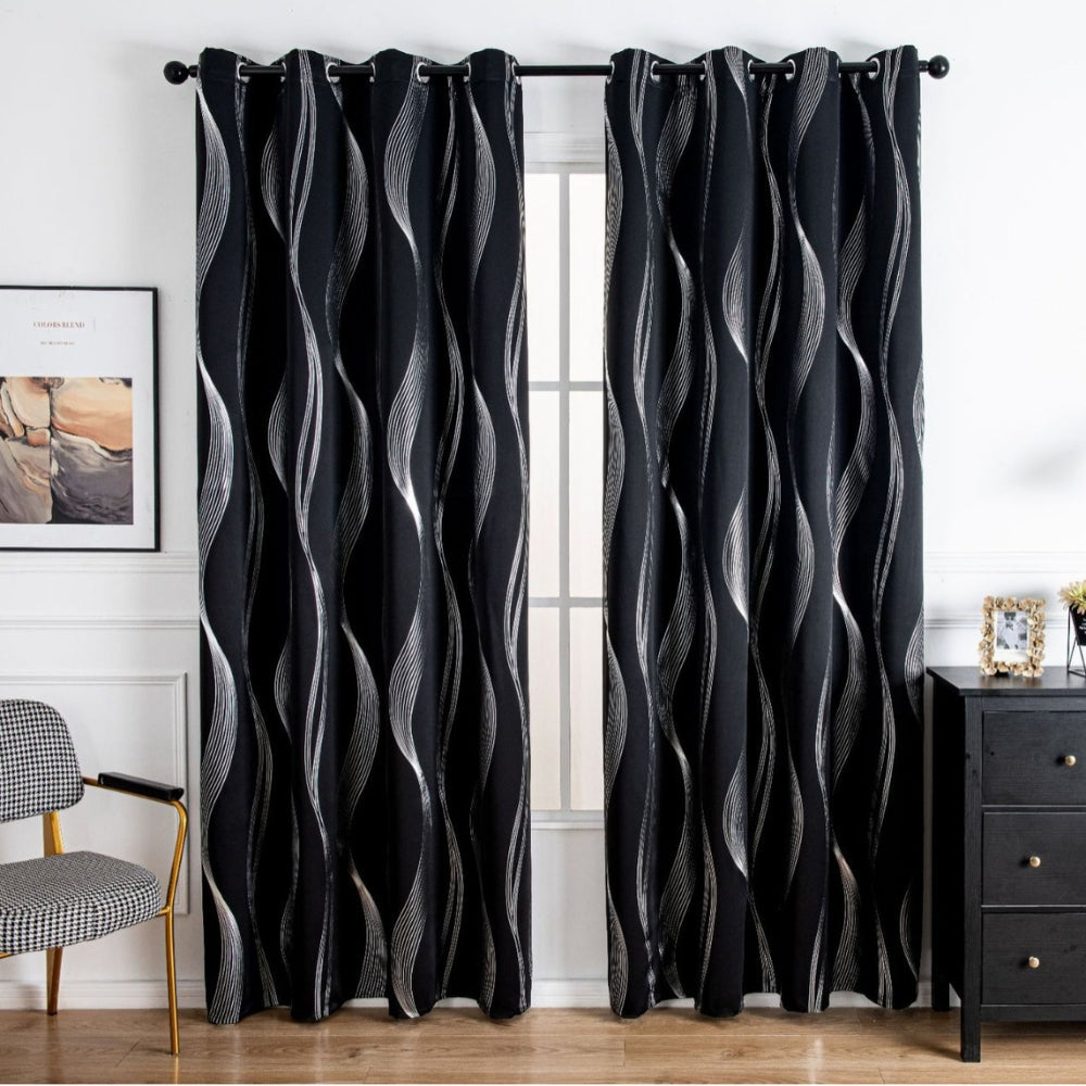 Mira Blackout Curtain | Soft Microfibre, Elegant Wave Pattern 2
