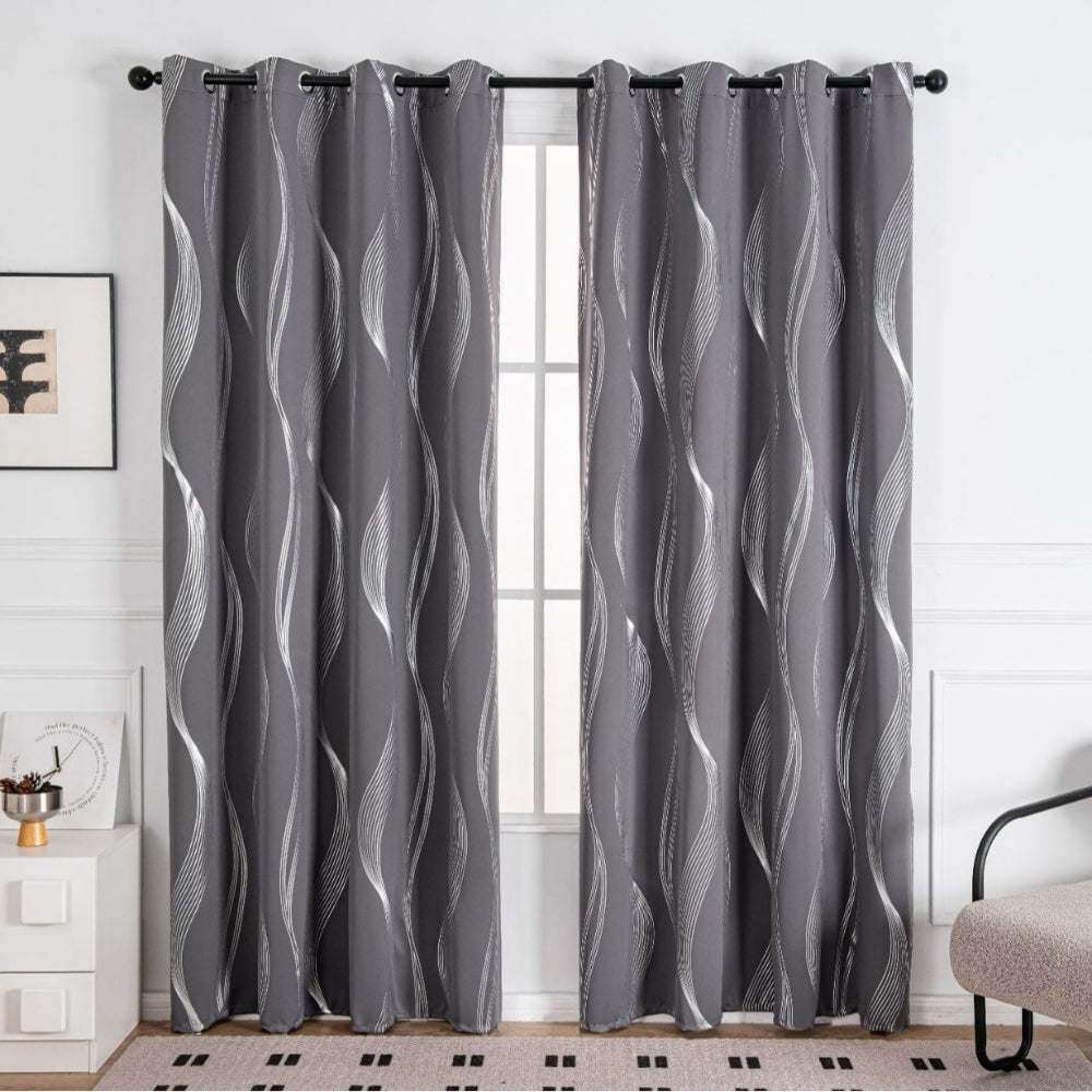 Mira Blackout Curtain | Soft Microfibre, Elegant Wave Pattern 3