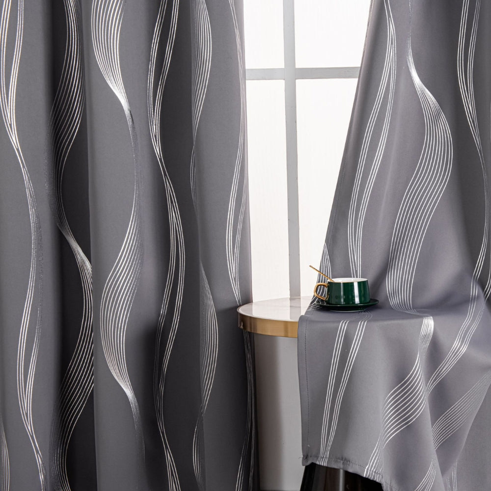 Mira Blackout Curtain | Soft Microfibre, Elegant Wave Pattern 4