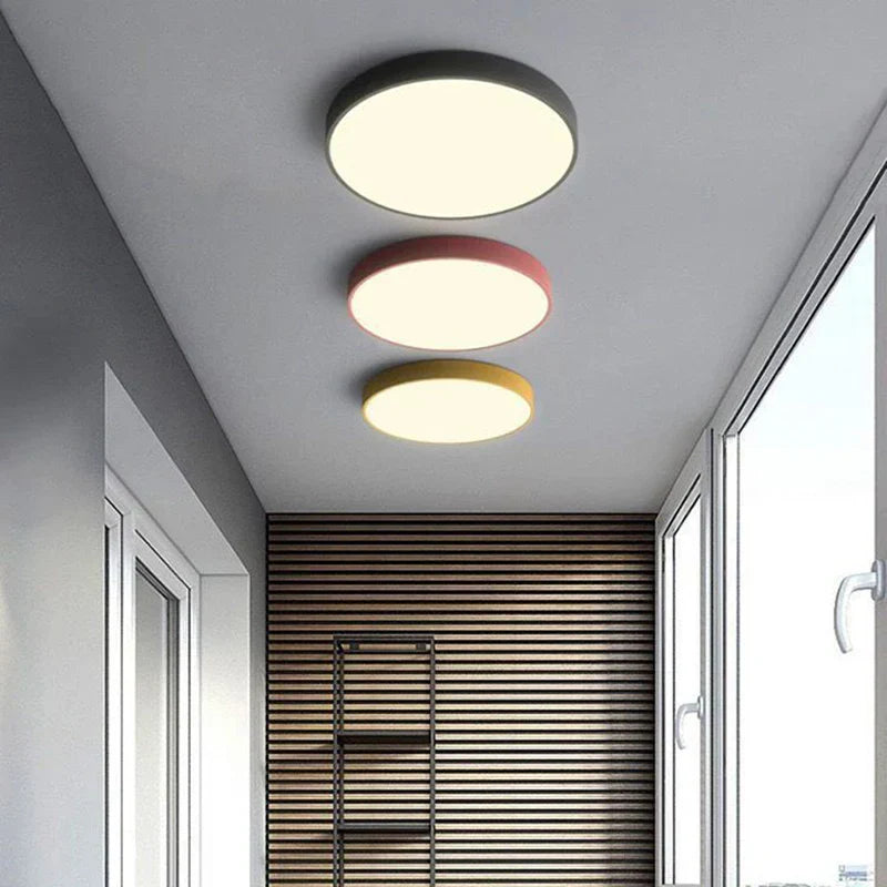 Mira Flush Mount Ceiling Light featuring a minimalist LED design, ideal for modern interiors and energy-efficient lighting solutions. 3