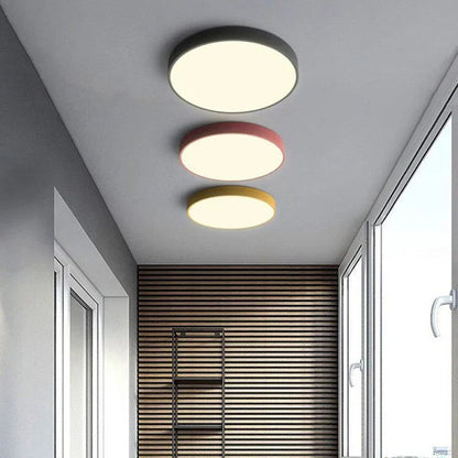 Mira Flush Mount Ceiling Light featuring a minimalist LED design, ideal for modern interiors and energy-efficient lighting solutions. 3