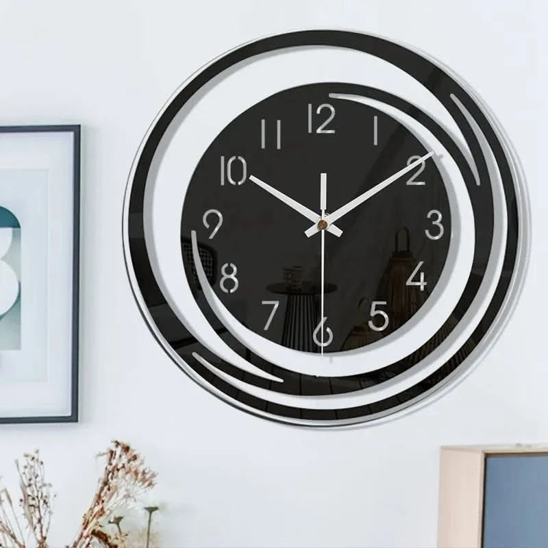 Mira Modern Wall Clock | Black Acrylic, Silent Mechanism 3