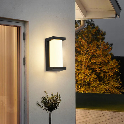 Mova Outdoor Wall Light featuring a motion sensor and energy-efficient LED technology, perfect for enhancing home security and energy savings. 1