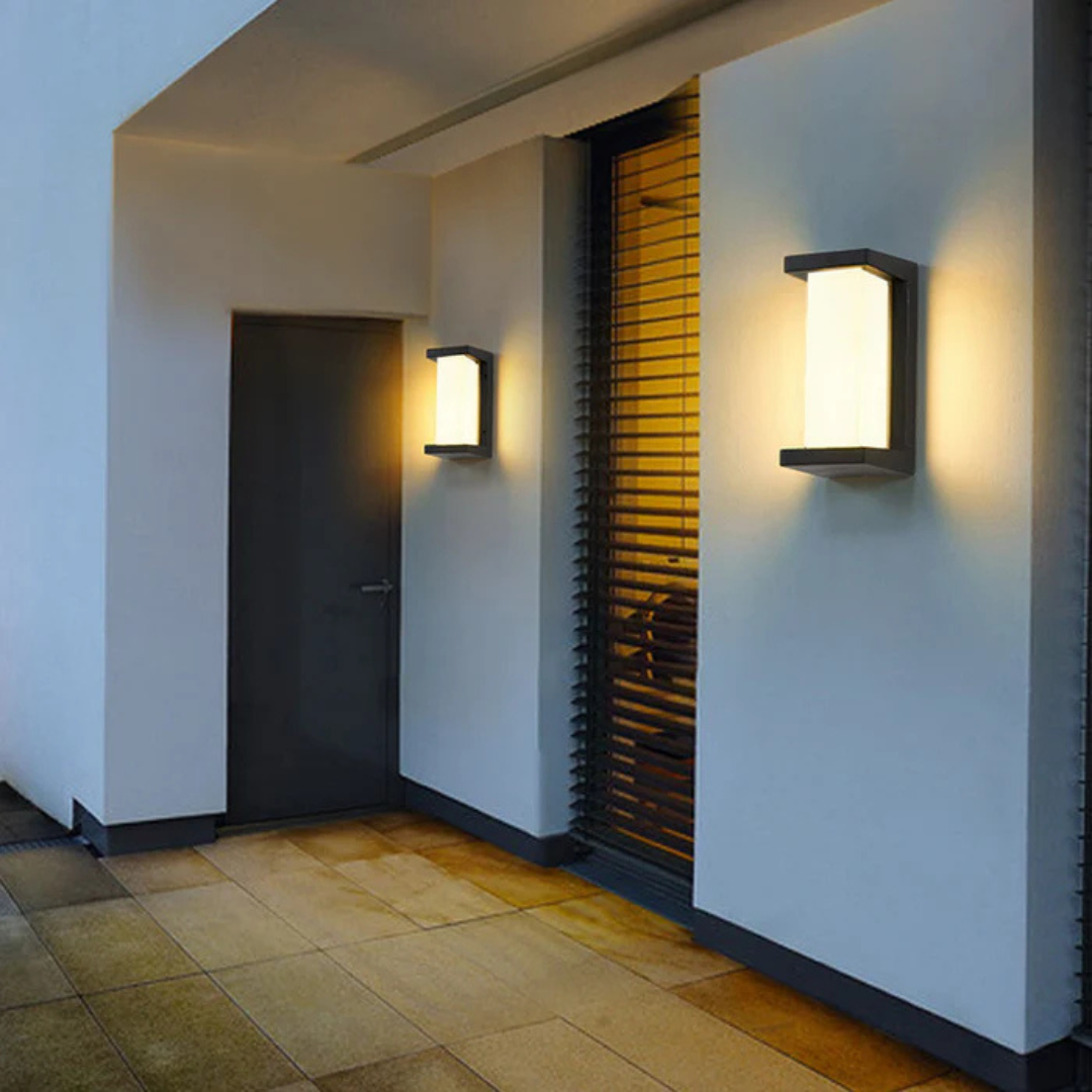 Mova Outdoor Wall Light featuring a motion sensor and energy-efficient LED technology, perfect for enhancing home security and energy savings. 2
