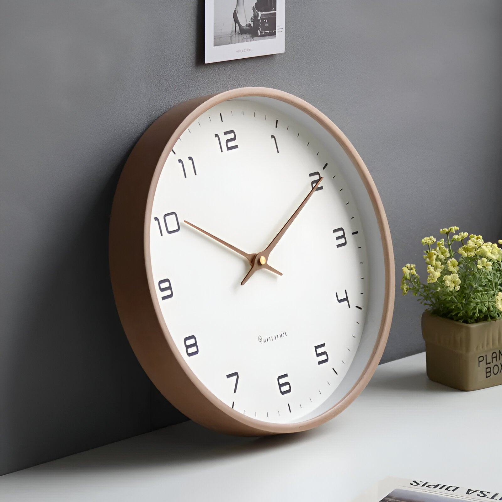 Nora Modern Wall Clock | Minimalist Wood Frame, Silent Quartz 3