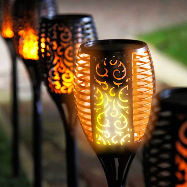 Orion Solar Torch Lights | Flickering Flame Effect, Weather Resistant, Solar-Powered 0