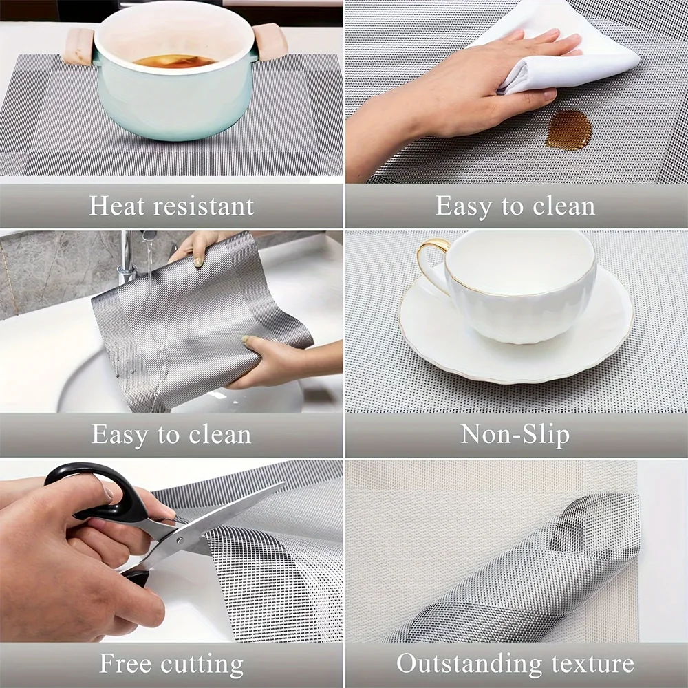 Pura Dining Mat in stylish design, made from heat-resistant PVC, featuring a non-slip surface ideal for protecting dining tables and enhancing table settings. 3