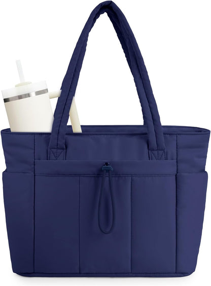 Quilto Puffer Tote Bag | Spacious 20L, Laptop Sleeve, Water-Resistant Nylon 10