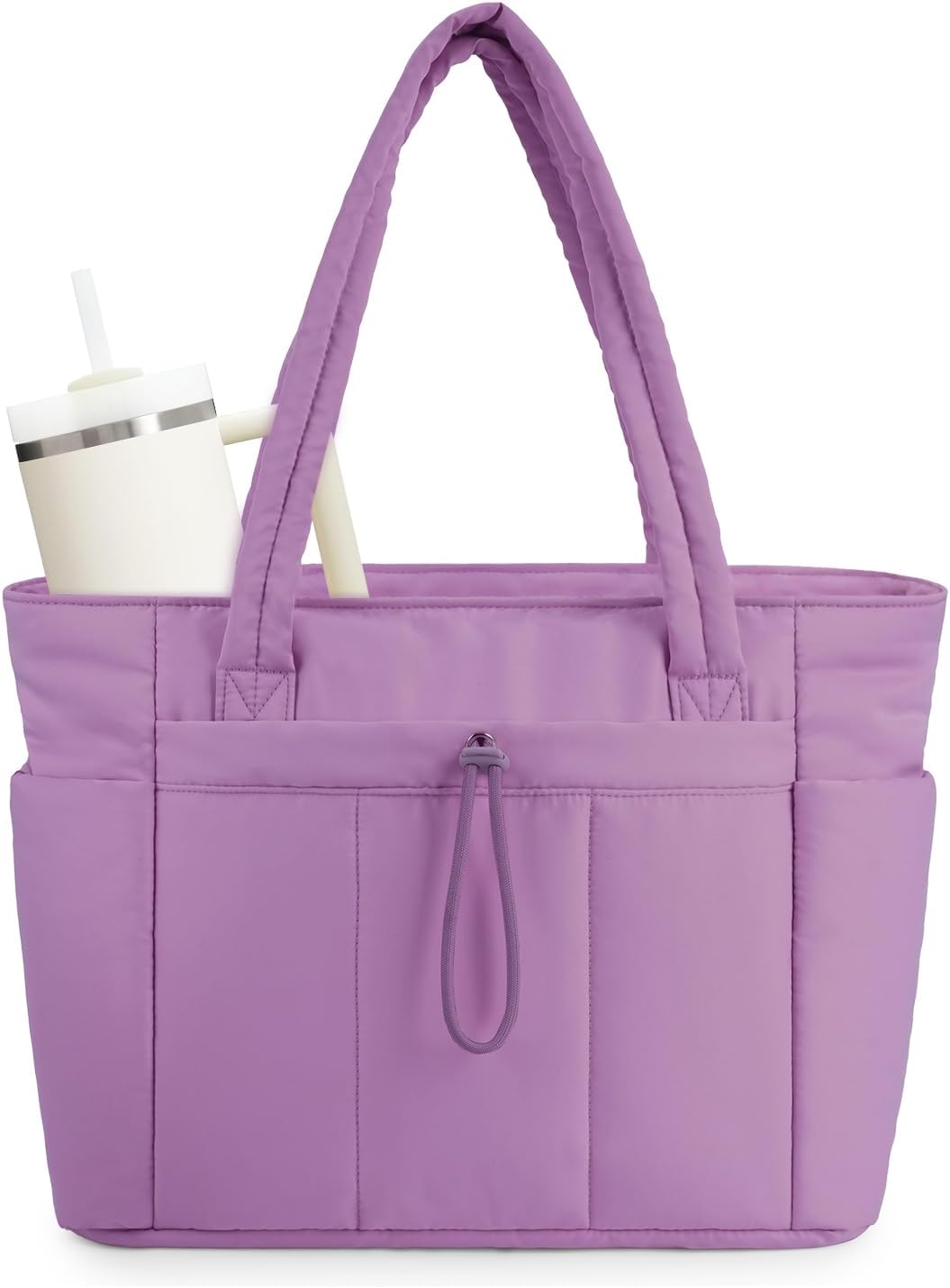 Quilto Puffer Tote Bag | Spacious 20L, Laptop Sleeve, Water-Resistant Nylon 11