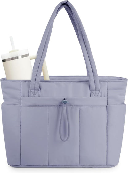 Quilto Puffer Tote Bag | Spacious 20L, Laptop Sleeve, Water-Resistant Nylon 12