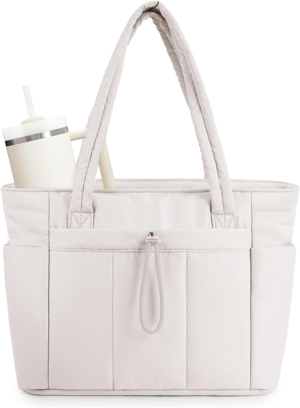 Quilto Puffer Tote Bag | Spacious 20L, Laptop Sleeve, Water-Resistant Nylon 7