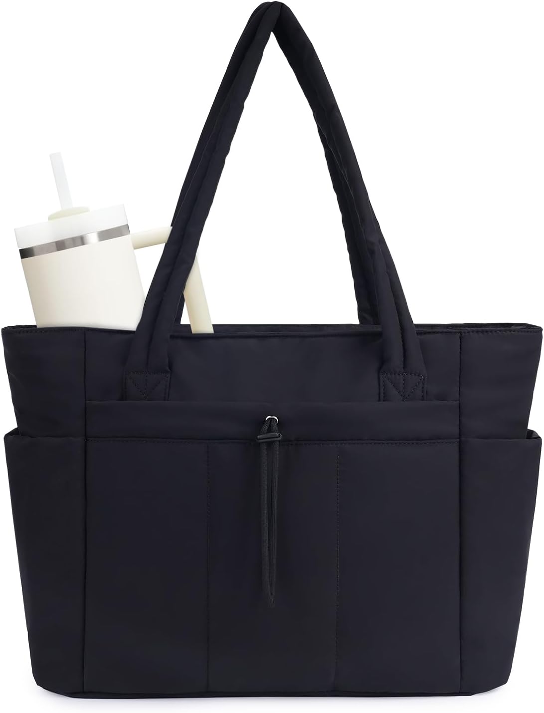 Quilto Puffer Tote Bag | Spacious 20L, Laptop Sleeve, Water-Resistant Nylon 8