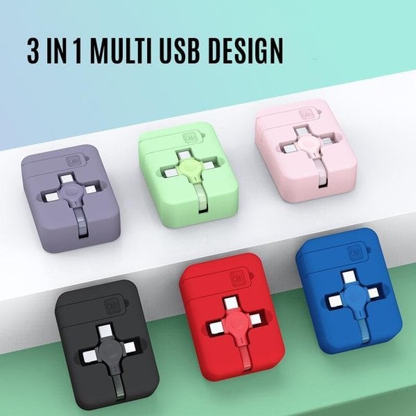 Retraxio - Retractable 3-In-1 Multi Charging Cable