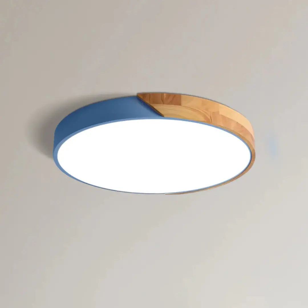 Sana Wooden Ceiling Light featuring a modern LED flush mount design, showcasing an energy-efficient wooden structure ideal for contemporary home decor. 6