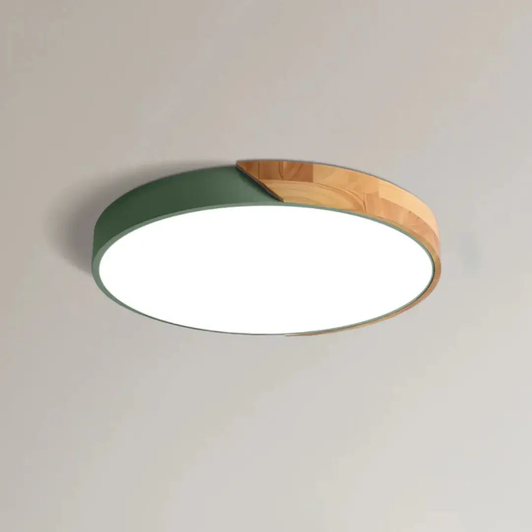 Sana Wooden Ceiling Light featuring a modern LED flush mount design, showcasing an energy-efficient wooden structure ideal for contemporary home decor. 8
