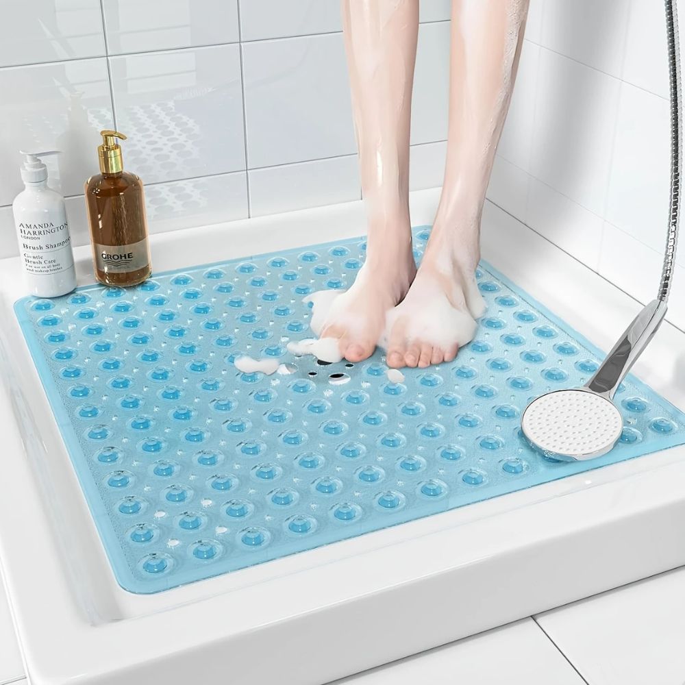 SleekSquare Shower Mat | Non-Slip, Quick-Drain PVC Design 3