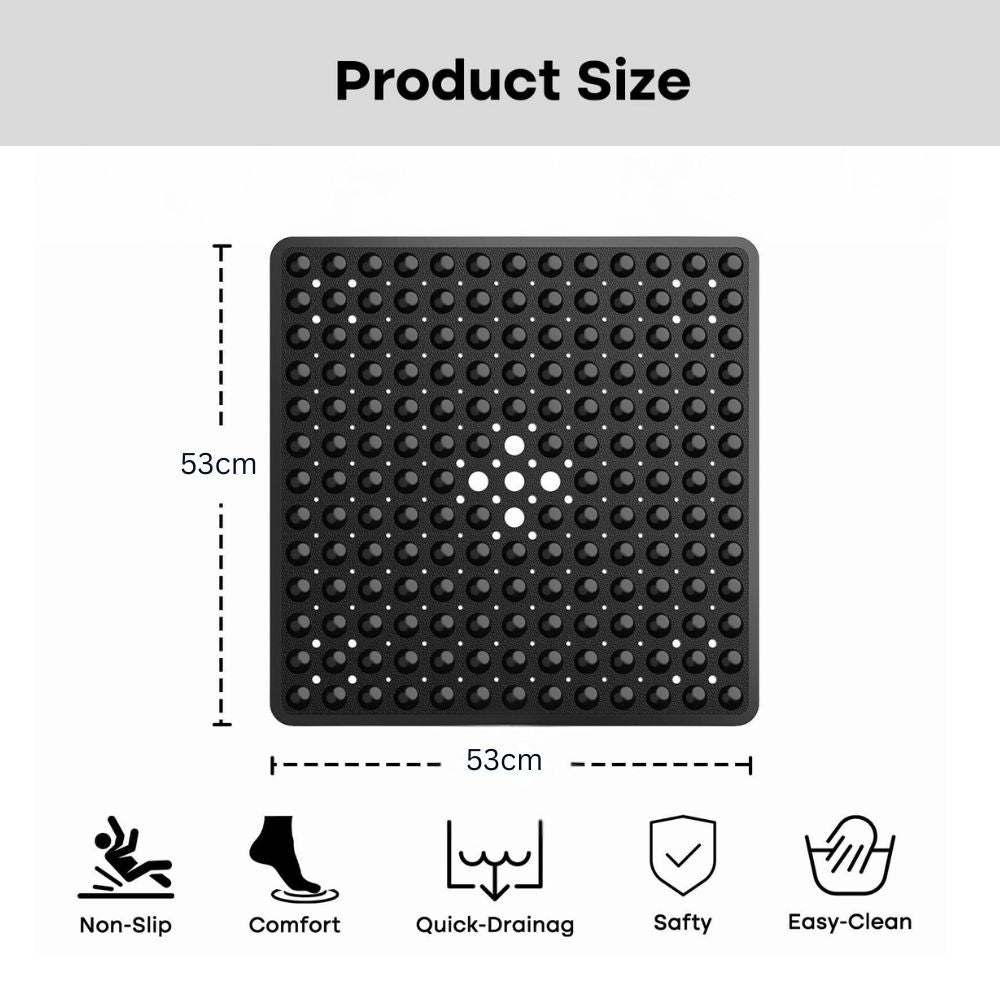 SleekSquare Shower Mat | Non-Slip, Quick-Drain PVC Design 4