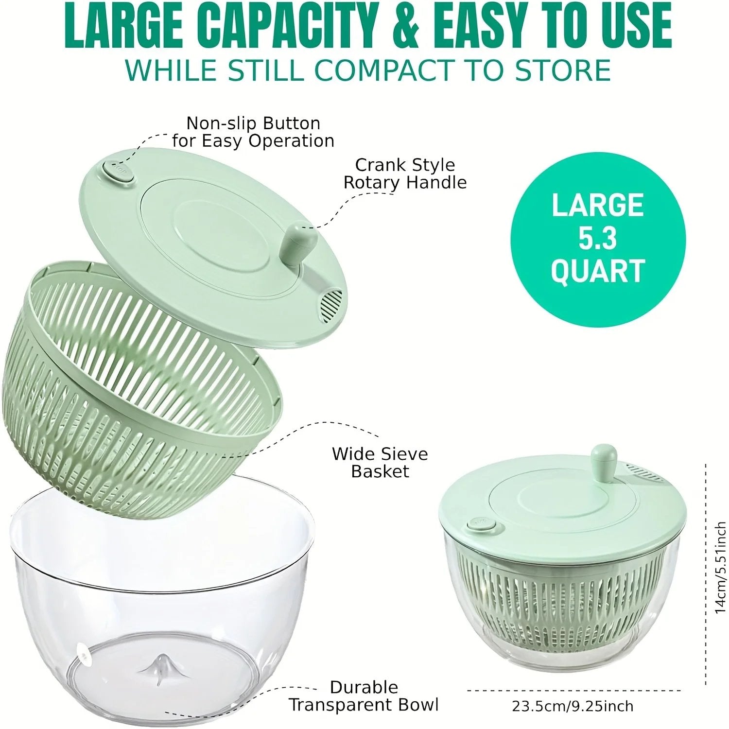 Spinnova - Manual Rotary Big Salad Spinner