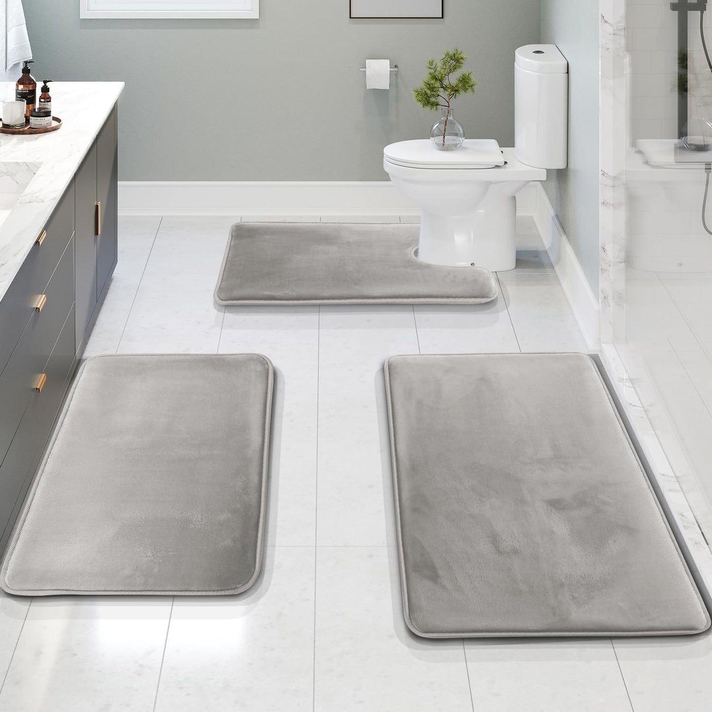 Velo Plush Bath Mat Set | Memory Foam, Non-Slip, Machine Washable 0