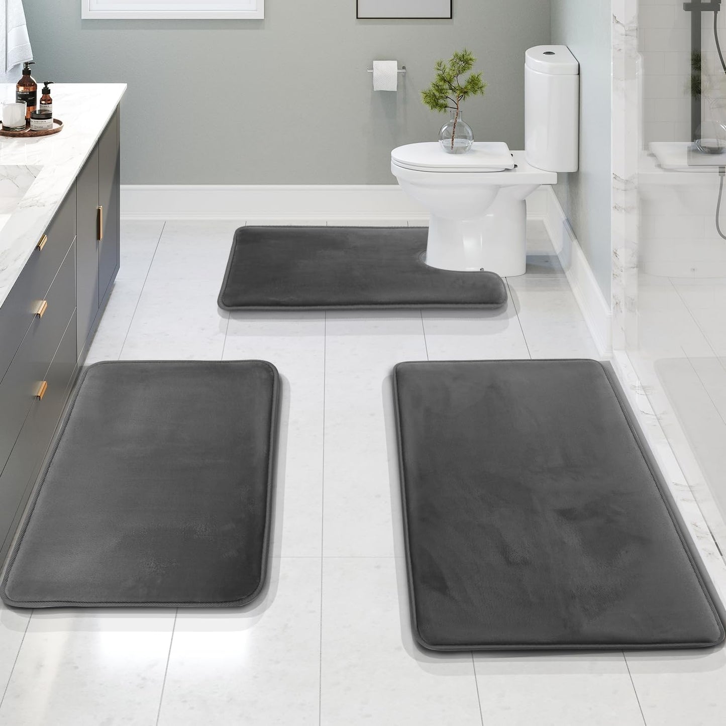 Velo Plush Bath Mat Set | Memory Foam, Non-Slip, Machine Washable 1