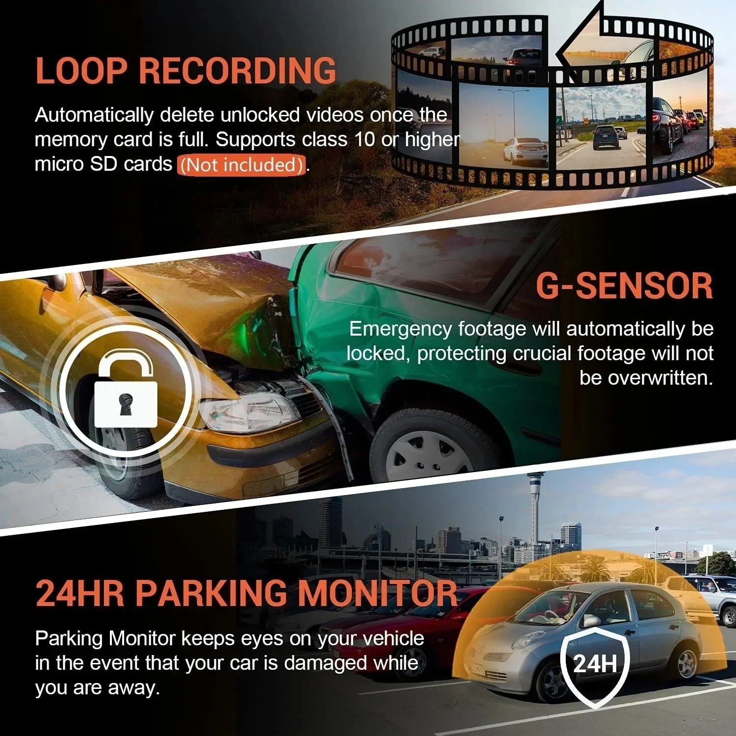 Visiq - 1080p Dual Lens Car Dash Cam