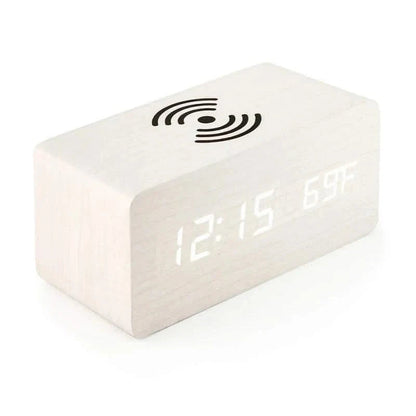 Woda Digital Alarm Clock | Wireless Charging, Voice Activation, Temperature Display 0